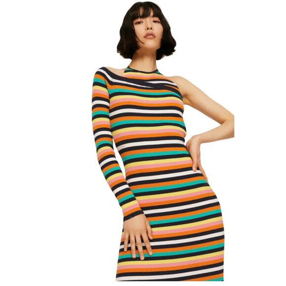 EUC $890 MONSE Multicolor Striped Midi Dress Large - Picture 13 of 13
